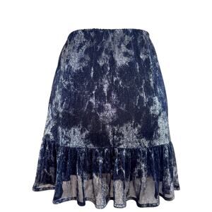 Ba&sh Navy Blue and Silver Ruffle Mini Skirt size 1/Small